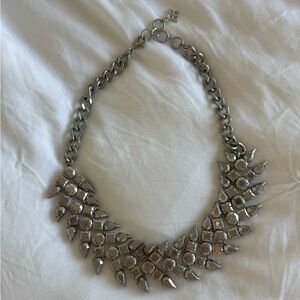 BCBG Metallic Silver Statement Necklace